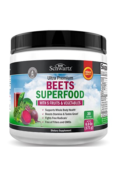 BioSchwartz Beet Root Powder Superfood Supplement with Vitamin C & Antioxidants - 30 Servings