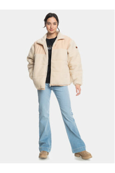 Roxy Γυναικείο Παλτό από Δέρμα Προβάτων ERJJK03569 Μπεζ