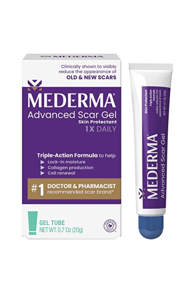Mederma جل متقدم لعلاج الندبات القديمة والجديدة الناتجة عن حب الشباب والجراحة والحروق وعلامات التمدد، 0.70 أونصة