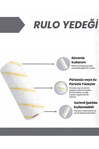 TAYEM Yedek Parmak Rulo Uç, Boya Rulosu Yedeği Ucu, 10 Cm Yağlı Boya Rulosu