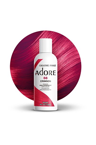 Adore صبغة شعر شبه دائمة - صبغة شعر نباتية وخالية من القسوة - 4 أونصة سائلة - 068 قرمزي (عبوة من 3 قطع)