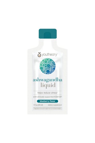 Youtheory سائل أشواغاندا - عضوي KSM-66 للطاقة وتخفيف التوتر - 12 عبوة