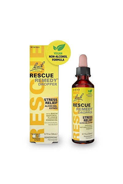 Rescue قطارة علاج باخ ٢٠ مل، لتخفيف التوتر بشكل طبيعي، خلاصة زهور المثلية (خا...