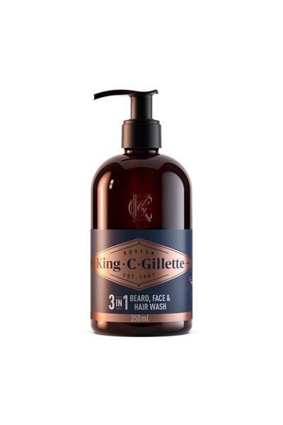 King C. Gillette غسول اللحية، غسول الوجه للرجال، 11 أونصة، غني بزيت الأرغان وزيت الأفوكادو لتنظيف الشعر والبشرة