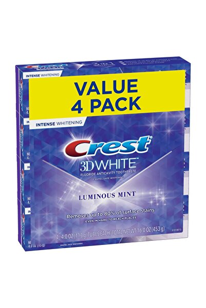 CREST White Intense Whitening Toothpaste, Luminous Mint, Pack of 4