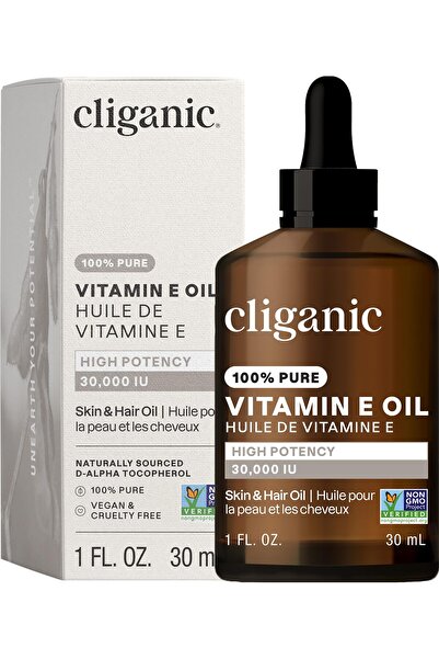 Cliganic زيت فيتامين E النقي للبشرة والندوب والشعر والوجه - 30000 وحدة دولية،...