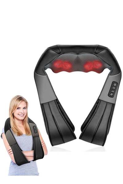 Saharaz جهاز تدليك الرقبة والظهر بالحرارة، تدليك عميق للأنسجة بتقنية الضغط ثل...