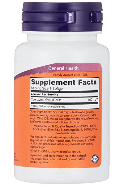 Now Foods Coq10 Vitamin, 100 Mg 50 Softgels