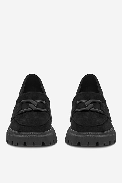 DeeZee Γυναικεία Loafers με εφαρμογή χαμηλής μαύρης χοντρής σόλας 36