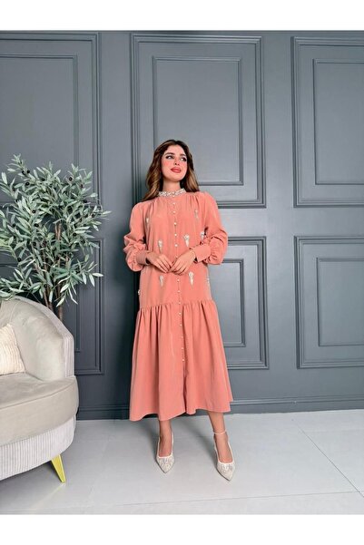 Generic Warm peach pink dress.