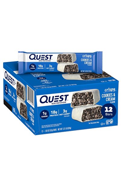 Quest بار بروتين هيرو المقرمش بنكهة الكوكيز والكريمة، 18 غرام بروتين، 1 غرام ...
