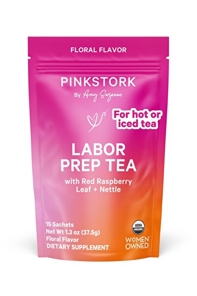 Pink Stork Organic Labor Prep Tea with Red Raspberry Leaf, Chamomile, Rosehip...