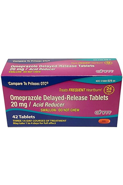 Ohm Omeprazole 20mg, 42 Delayed-Release Tablets for Frequent Heartburn
