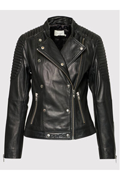 Gestuz Γυναικείο Δερμάτινο Μπουφάν 10904666 Μαύρο