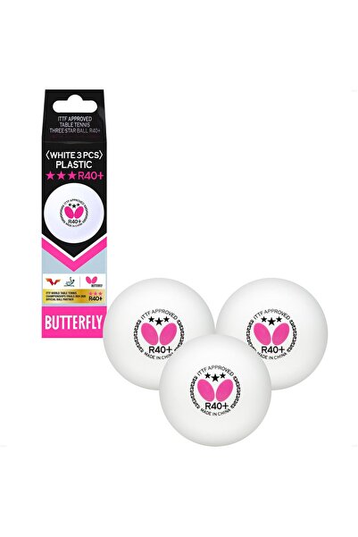 BUTTERFLY R40+ Table Tennis Balls - 40mm White Ping Pong Ball - 3 Pack