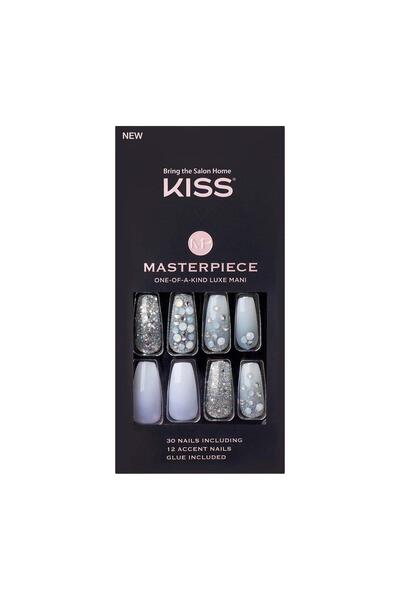 Kiss Masterpiece One-Of-A-Kind Luxe Mani, Long Acrylic Nails, Style No.1, with Glue & Kit