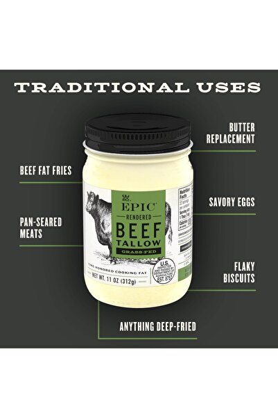 Nature Valley شحم بقري EPIC، مُغذّى على العشب، مناسب لنظام الكيتو الغذائي، ٣٠ غرام، برطمان ١١ أونصة