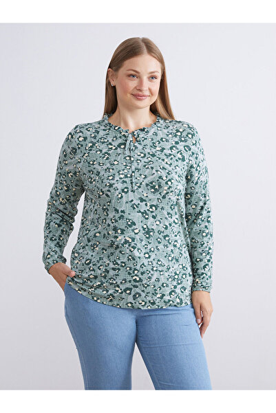 LC Waikiki Μπλούζα με πράσινο μοτίβο με γιακά