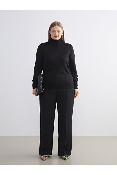 LC Waikiki Μαύρο πλεκτό πουλόβερ γυναικείο με ζιβάγκο