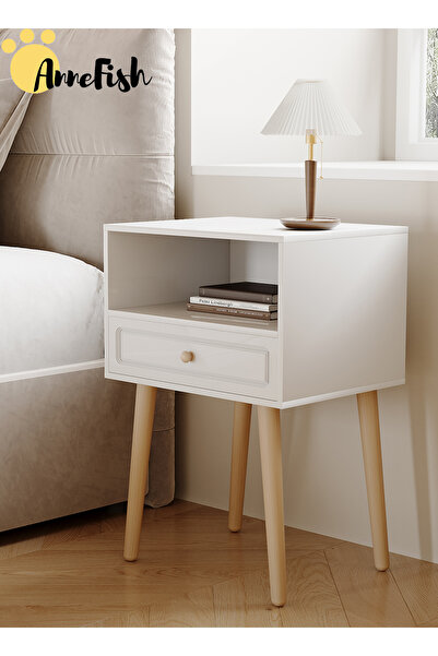 AnneFish طاولة بجانب السرير مقاس 45*35*60 سم، طاولة قهوة جانبية، رف تخزين مفتوح لغرف النوم