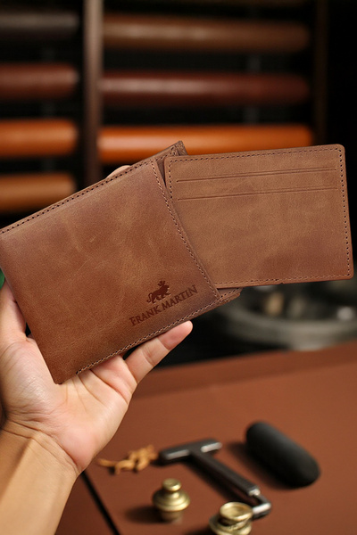Frank Martin Nice Kangaroo Compartment Original Crazy Genuine Leather Wallet Brown