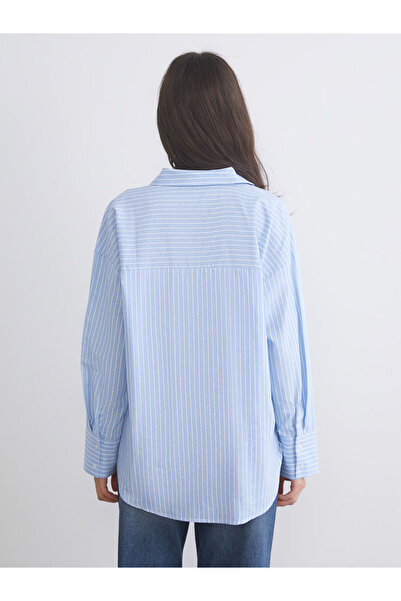 LC Waikiki Yeni Sezon Çizgili Oversize Kadın Gömlek
