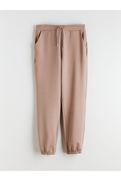 LC Waikiki Καφέ γυναικείο παντελόνι jogger με ελαστική μέση