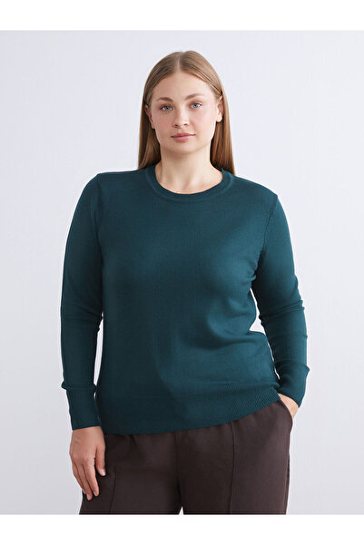 LC Waikiki Yeşil Bisiklet Yaka Kadın Triko Kazak