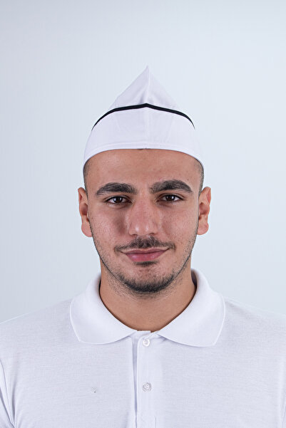 Das Uniform Chef Bone Kep Aşçı Şef Şapkası Beyaz ( Siyah Biyeli )