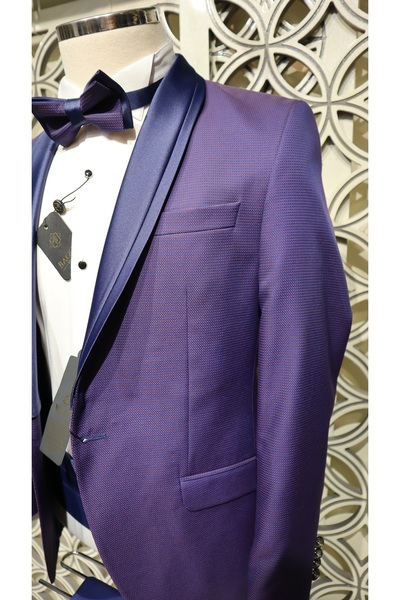 BAGGİ MAN Sivri Yaka Tek Düğme Tek Yırtmaç Dağmatlık Takım Elbise