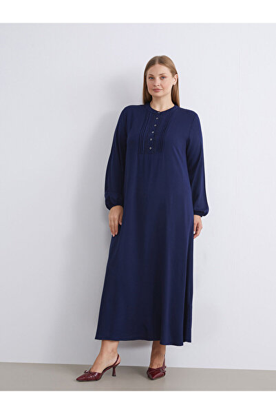 LC Waikiki Μακρύ φόρεμα με λεπτομέρεια με κουμπιά με γιακά δικαστή (W5)