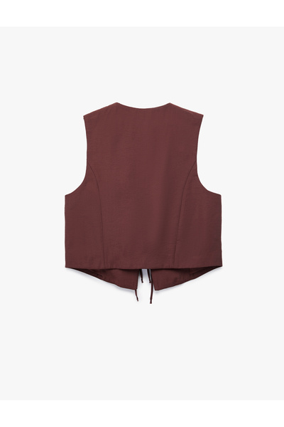 Koton Modal Fabric Bow Front Tie Detailed Crop Vest