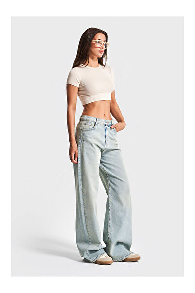 LC Waikiki Blugi pentru femei albastru Culoare 4s5-32 Tesatura elastica elastica cu elastan Blugi din denim marime mare