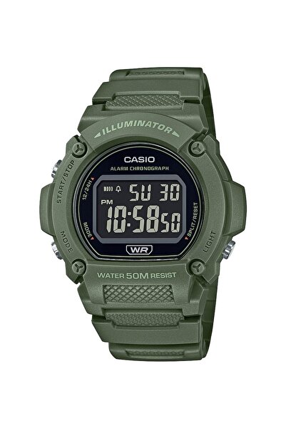 Casio W-219HC-3BVDF Digital Watch with Green Resin Strap for Men