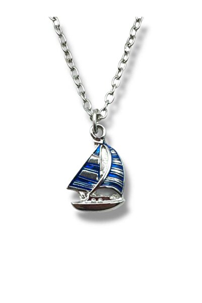 Herşey Nota قلادة للجنسين بتصميم قارب شراعي عتيق باللون الأزرق - تصميم أنيق و...