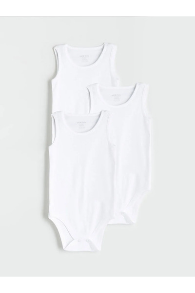 LC Waikiki Lcw Baby Ekru Basic Baby Girl Snap Body 3-Pack