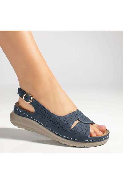 BMoD Sandale albastre pentru femei cu platformă și baretă MOD13386