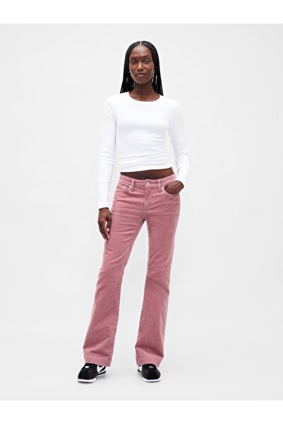 GAP Kadın Pembe Low Rise Kadife Long & Lean Jean Pantolon
