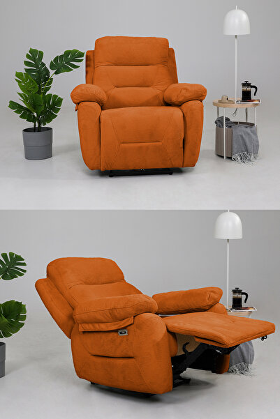 Eymense Comfort Elektrik Mekanizmalı TV Baba Koltuğu Sabit Turuncu