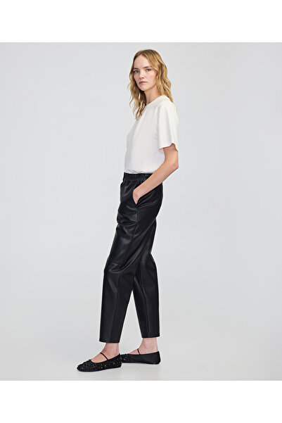 İpekyol Leather Look Elastic Waist Pants