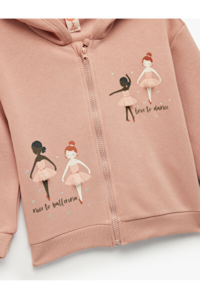 Koton Uzun Kollu Fermuarlı Kapşonlu Pamuklu Sweatshirt