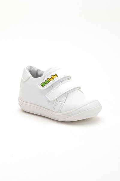 Dilimler Ayakkabı Şirinbebe Orthopedic Men's İlkadım Baby Shoes White Double Velcro
