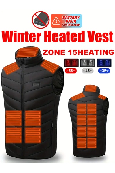 sanitayakı Vestă încălzită electrică inteligentă – 15 zone de căldură, reîncărcabilă prin USB, lavabilă la mașină –