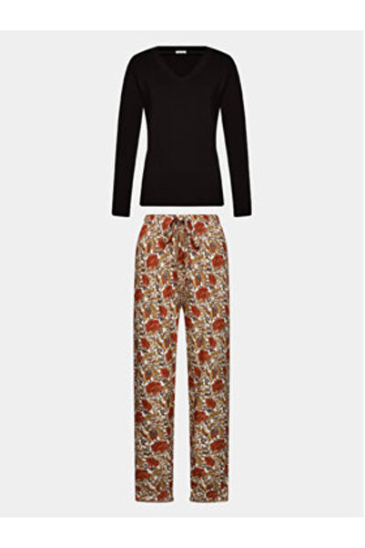 Selmark Γυναικείες Πιτζάμες P6973 Μαύρες, Πολύχρωμες
