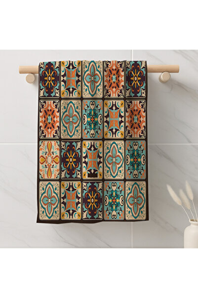 Else Dekor Colorful Tiles Patterned Decorative Washable Cotton Bathroom Kitchen Oven Hand Towel