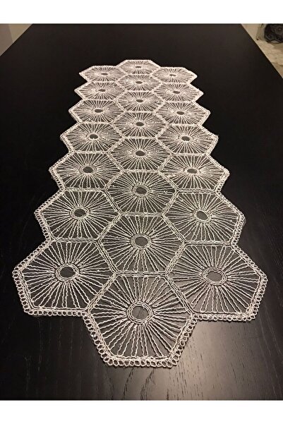 Lionvia Fransız Dantel Detaylı Tek Runner, Masa Üzerine Runner, Masa Örtüsü R...