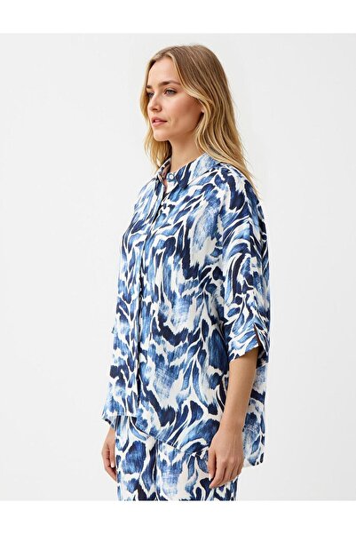 Jimmy Key Lacivert Rahat Kesim Truvakar Kol Desenli Gömlek