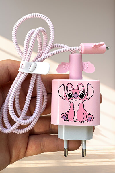 WANNA PROTECT iPhone 20W Uyumlu Sevimli Şarj Başlığı Adaptörü Koruma Kablo Ko...