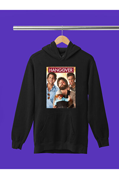 MAGORS Hanorac cu glugă din bumbac cu mânecă lungă, cu imprimeu HANGOVER, cu ...