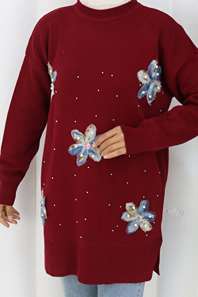 benguen Floral Knitwear Tunic S3010 Burgundy